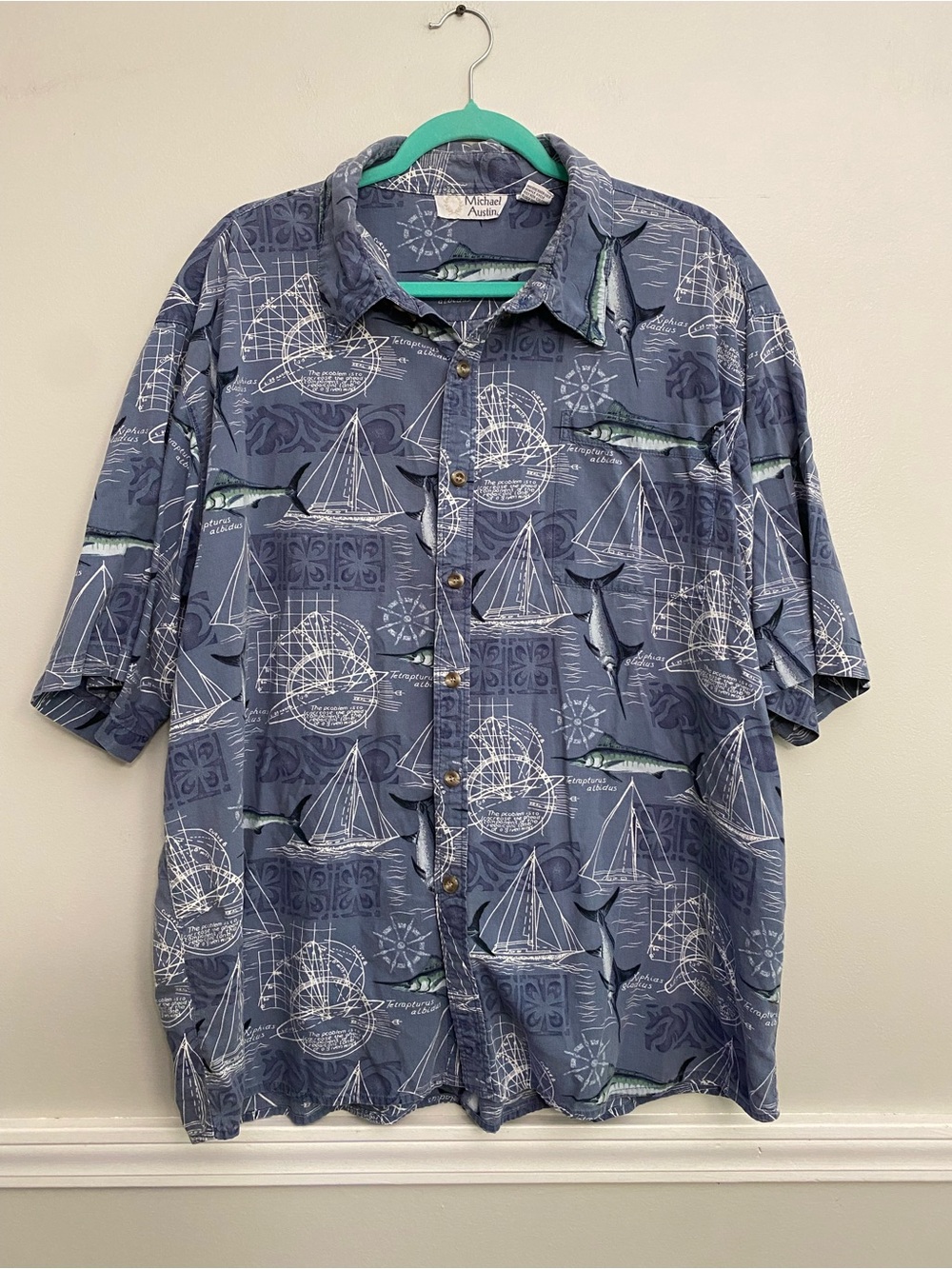 Vintage Men’s Swordfish Sailboat Hawaiian Shirt - XXL